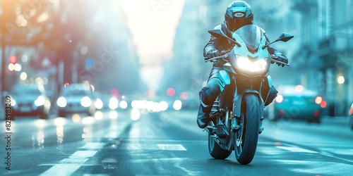 Seeking Personal Injury Lawyer for Motorcycle Accident on City Street Resulting in Bike Damage. Concept Personal Injury Lawyer, Motorcycle Accident, City Street, Bike Damage, Legal Assistance