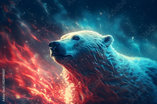 polar bear night aurora borealis