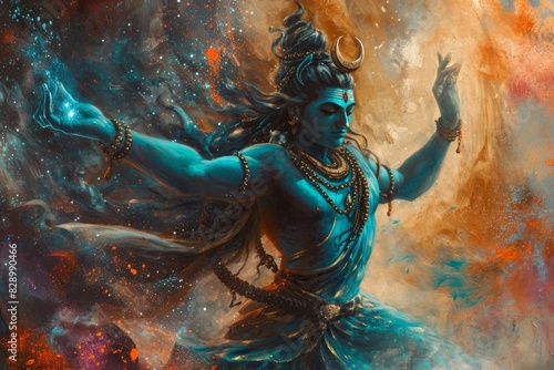 Lord Shiva's Divine Dance of Creation concept, 