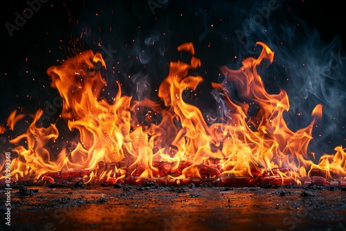 A fire burning a black background, high quality, high resolution