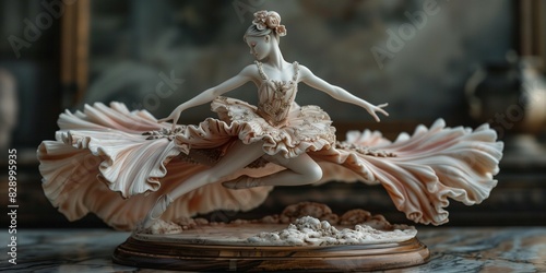 Intricate Pink Tutu Porcelain Ballerina, generative ai
