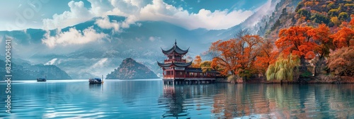 Zen Temple in Beautiful Asia: Sun Moon Lake, Taiwan, Serene Boating Experience