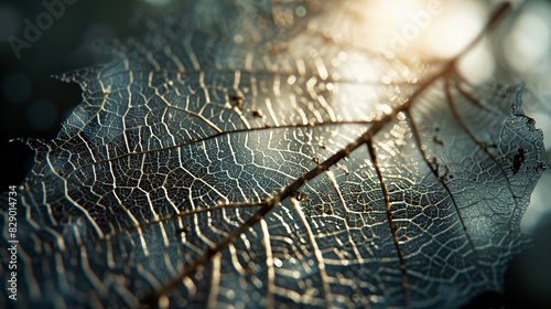 Nature's Intricate Lace: Close-Up of Leaf Veins