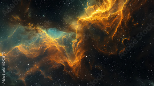A beautiful orange and blue nebula in space