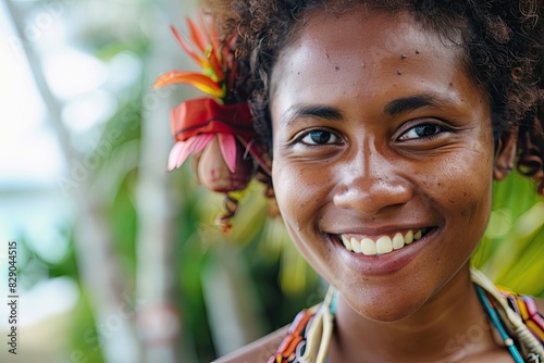 young attractive papuan woman looking at the camera