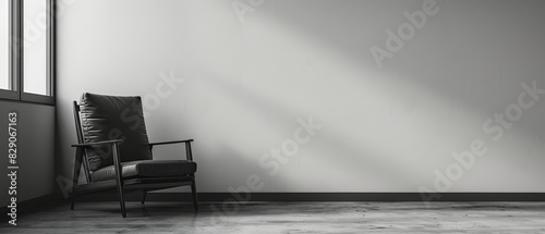  Minimalist composition with a lone modern armchair