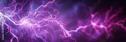 A striking depiction of intense purple lightning against a dark, stormy sky, symbolizing raw power and electricity