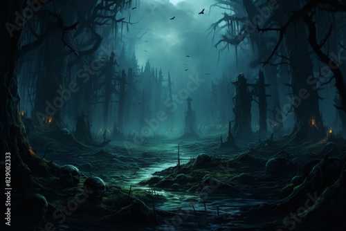 foggy forest, concept art