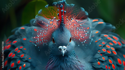 adult male Victoria Crowned Pigeon Goura victoria with bluegray plumage and elegant crest native to Papua New Guinea Oceania