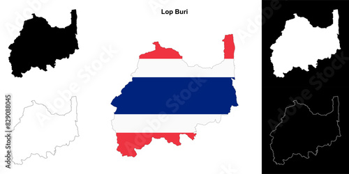 Lop Buri province outline map set
