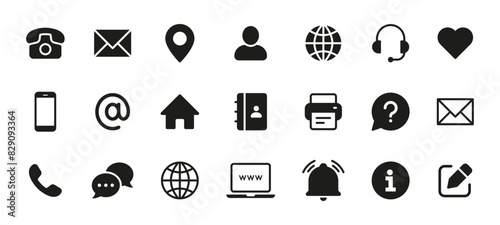 Contact us icon. Web icons set , home, call, email, address, location, globe, fax, message, envelope, mobile, telephone, support, website, icon. contact information icon. Business card icon set