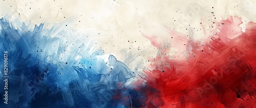 Abstract watercolor background with splashes in white red and blue colors of American flag