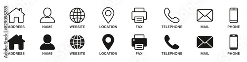 Contact us icon. Web icons set , home, call, email, address, location, globe, fax, message, envelope, mobile, telephone, website, icon . Communication contact information icon. Business card icon set
