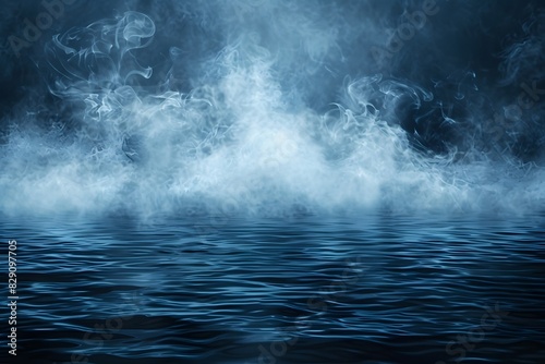 Dark room with water and smoke