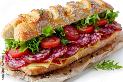 Sandwich: meat, cheese, tomatoes