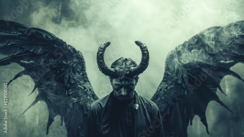 Demon with wings and horns wallpaper background
