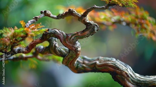 The bonsai plant s stems take on an artistic appearance