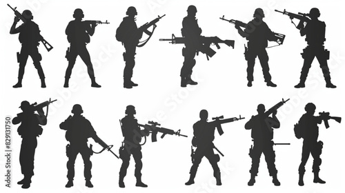 Silhouette of a Kalashnikov assault rifle. AK-74M. Vector illustration 3D avatars set vector icon, white background, black colour icon