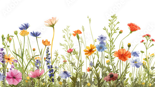Ilustración flores del campo con fondo blanco 