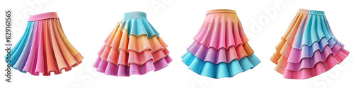 Skirts isolated on transparent png background collection set . Generative ai