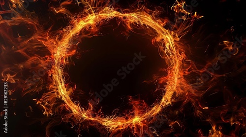 fiery ring of flames dancing on a black background creating a mesmerizing and dramatic abstract image digital art