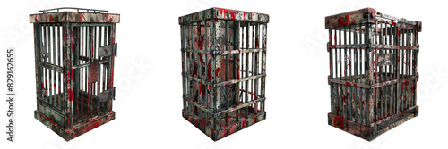Zombie Cage isolated on transparent png background collection set . Generative ai