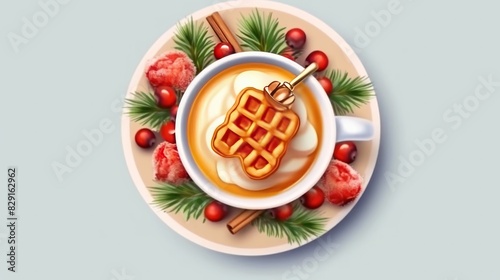 Latte Art. closeup hot coffee latte art cup on table. Coffee latte art icon. Coffee cup latte art icons illustration. Latte art coffee or mocha coffee. Hot coffee latte with beautiful milk foam latte 