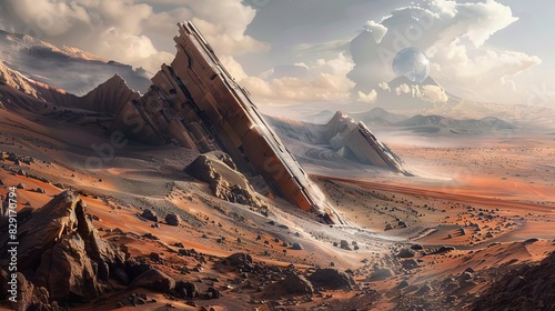 majestic alien relics discovered on mars by astronauts futuristic concept illustration