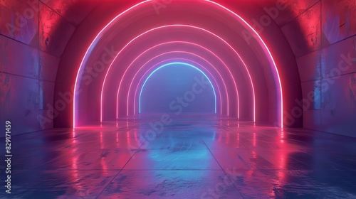 mesmerizing glowinthedark blind arch on futuristic holographic wall blending art and technology 3d illustration