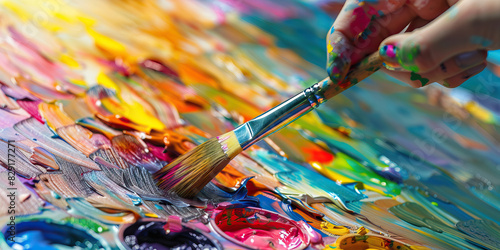 A painter dips their brush into a palette of vibrant colors, ready to bring new life to a blank canvas