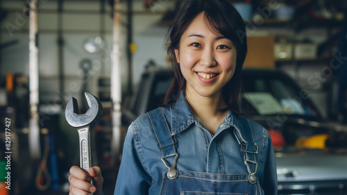 自動車の女性整備士