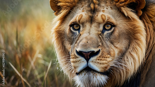 majestic lion in the african safari