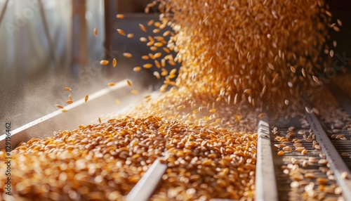 Machine drying and antibacterial treatment of freshly harvested wheat grains at the factory