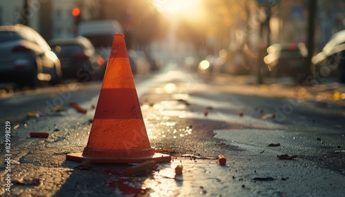 Road works cone