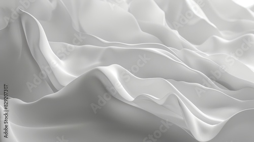 Clean and minimalist wave-like forms in white, seamlessly blending with a clean background to create an elegant and serene visual composition.