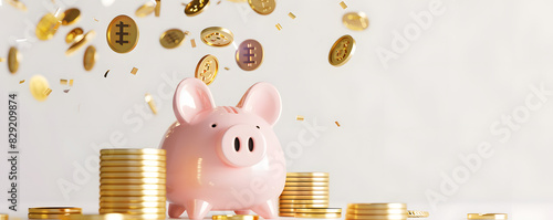 Detailed Tax Planning Image with Piggy Bank and Falling Gold Coins