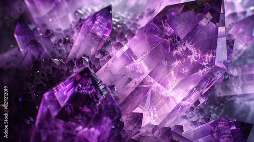 Enigmatic amethyst abstract provides a calming ambiance, ideal for science podcast art.