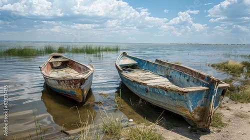 Three fishing boats were marooned in the lake during a sweltering day