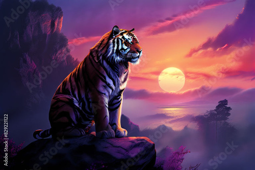 tiger in the night sky