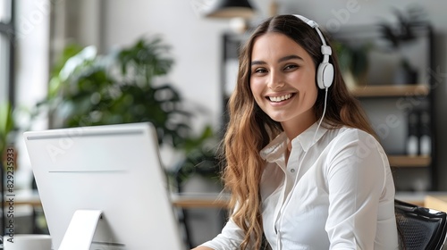 Cheerful Customer Service Representative Providing Computer Technical Support