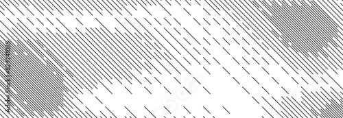 Diagonal dash line texture. Black slanted dashed lines pattern background. Straight tilt interrupted stripes wallpaper. Abstract dither rasterized grunge overlay. Vector wide dotted ripple texture