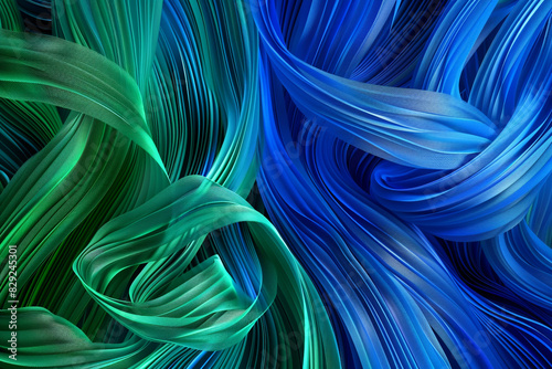 Bold hues of cobalt blue and emerald green in a vibrant gradient dynamic line design.