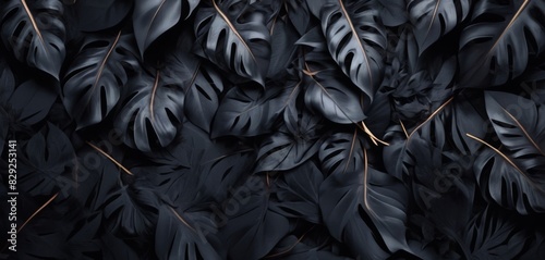 subtle botanical elegance of a black leaf background, offering a refined and understated backdrop that complements any design.