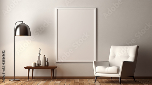 Blank horizontal posters mockup on the wall in living room interior. 3D illustration