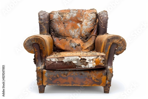 Old armchair on white background