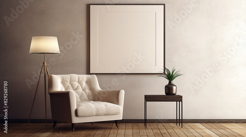 Blank horizontal posters mockup on the wall in living room interior. 3D illustration