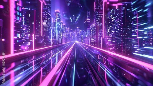 Glowing flyover on a neon background 