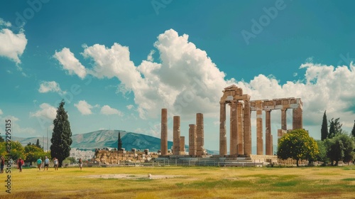 A stunning view of the Temple of Olympian Zeus, once the largest temple in Greece