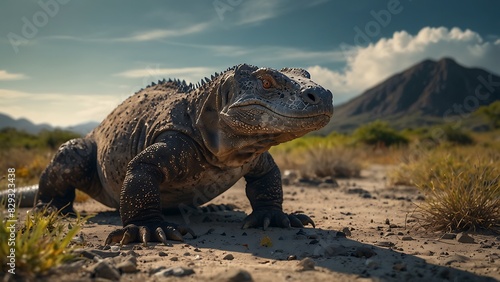 portrait of a Komodo dragon during the day