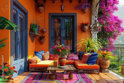 Colorful Patio with Flowers